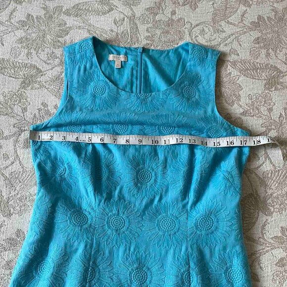 Talbots Blue Embroidered Sunflower Sheath Dress - Picture 7 of 11